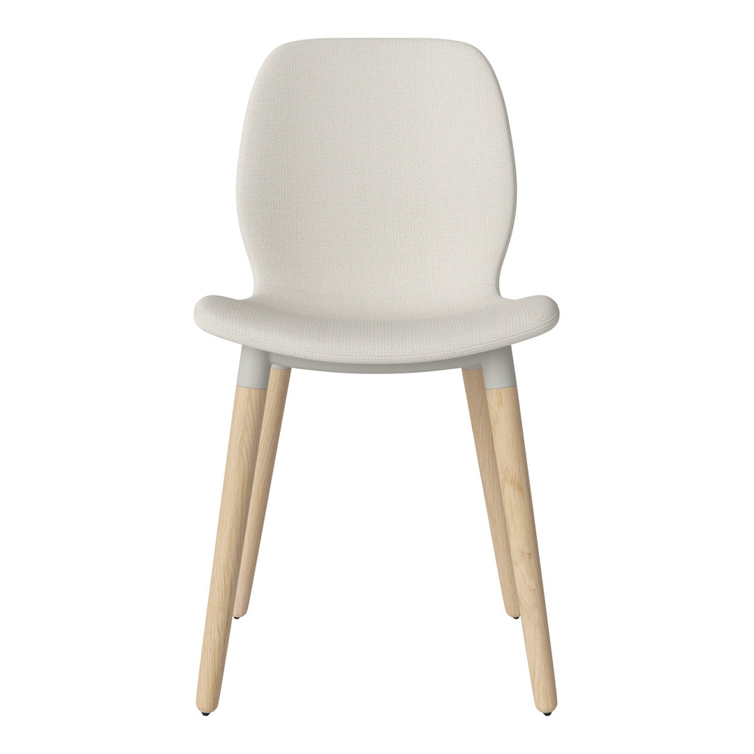 Chaise de salle à manger Seed - Rembourrée - Piètement en chêne huilé, pigmenté blanc