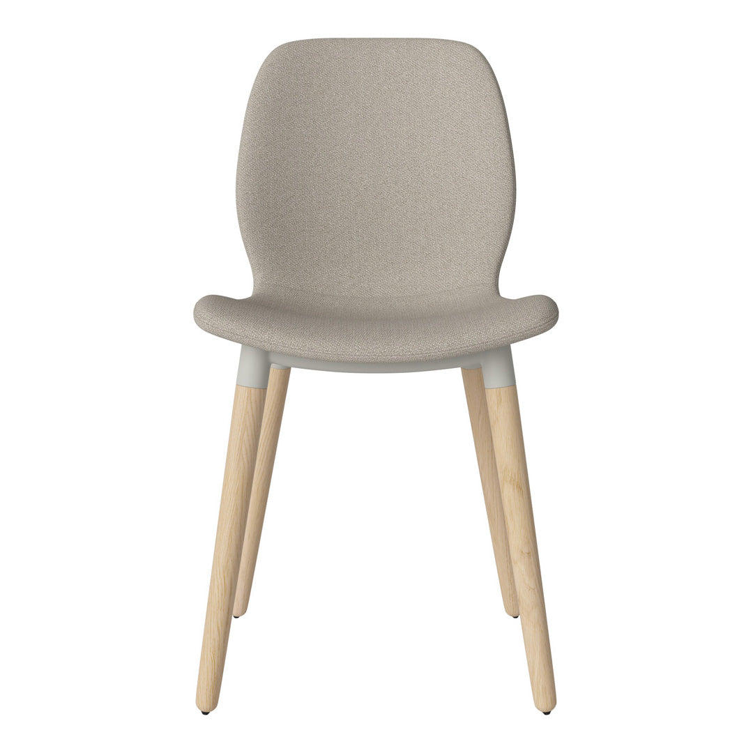 Chaise de salle à manger Seed - Rembourrée - Piètement en chêne huilé, pigmenté blanc