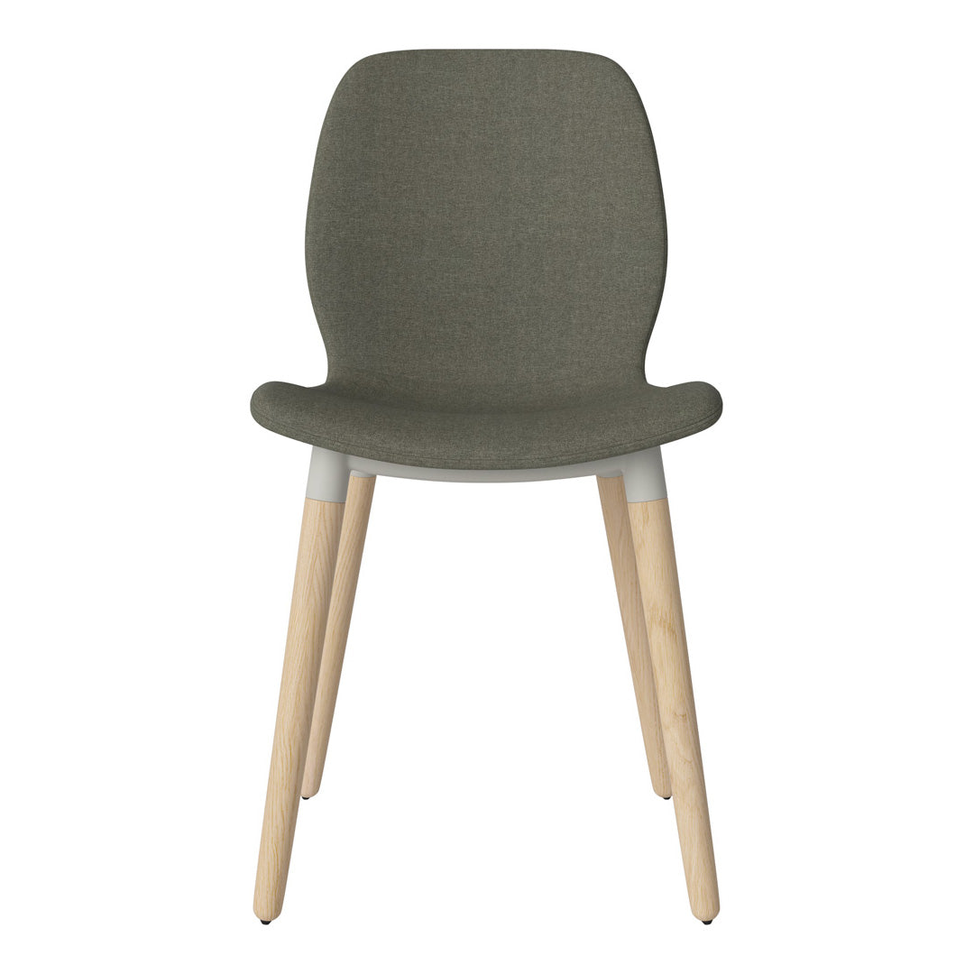 Chaise de salle à manger Seed - Rembourrée - Piètement en chêne huilé, pigmenté blanc