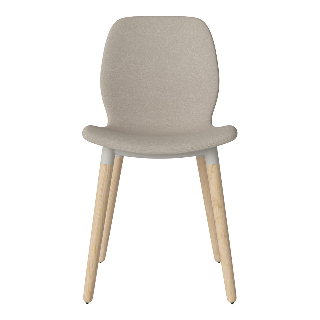 Chaise de salle à manger Seed - Rembourrée - Piètement en chêne huilé, pigmenté blanc