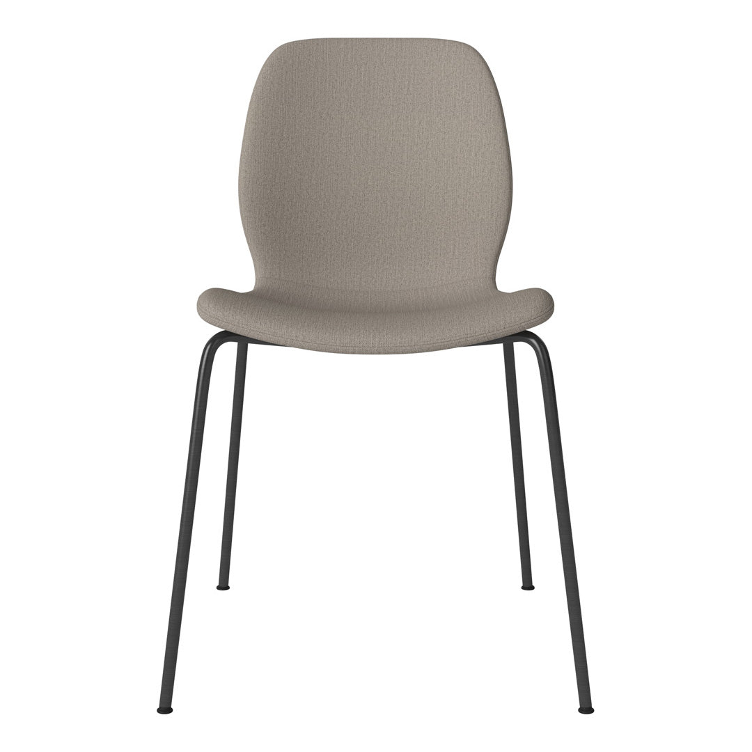 Chaise de salle à manger Seed - Rembourrée - Base en acier, laquée noire