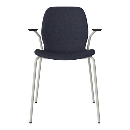 Chaise de salle à manger Seed avec accoudoirs ouverts - Rembourrée - Base en acier, laquée grise