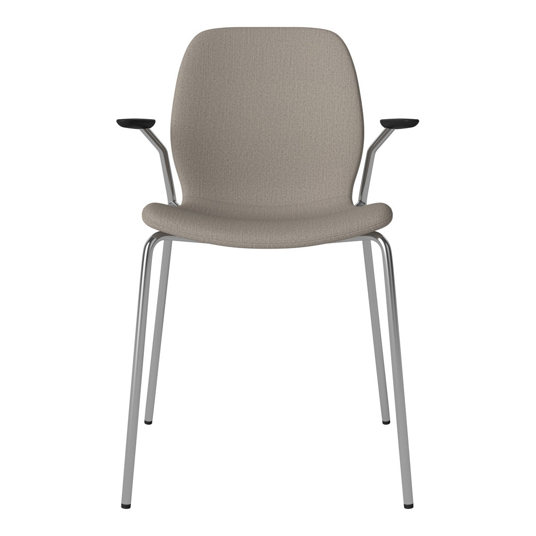 Chaise de salle à manger Seed avec accoudoirs ouverts - Rembourrée - Base chromée