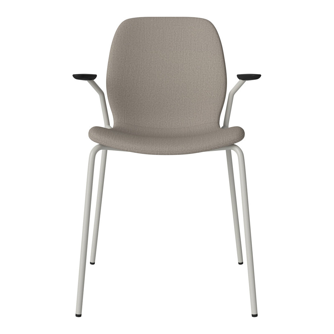 Chaise de salle à manger Seed avec accoudoirs ouverts - Rembourrée - Base en acier, laquée grise