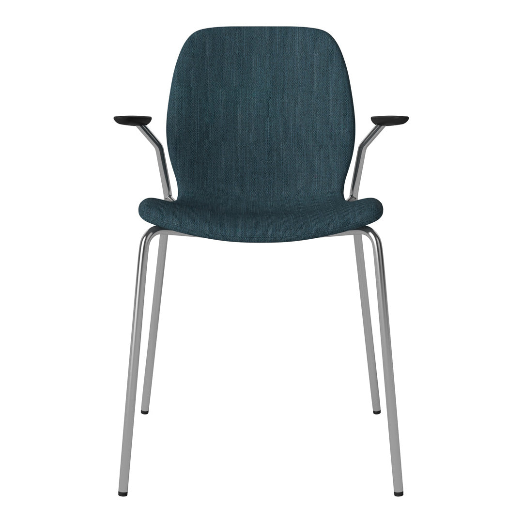 Chaise de salle à manger Seed avec accoudoirs ouverts - Rembourrée - Base chromée