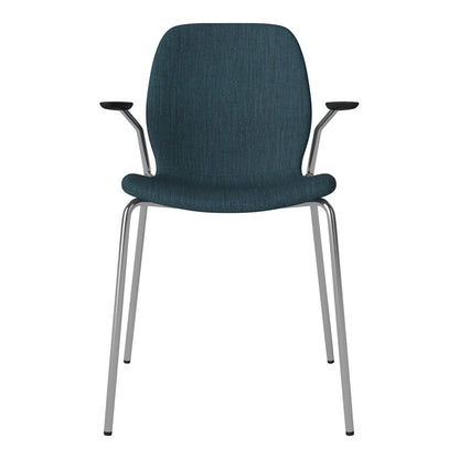 Chaise de salle à manger Seed avec accoudoirs ouverts - Rembourrée - Base chromée