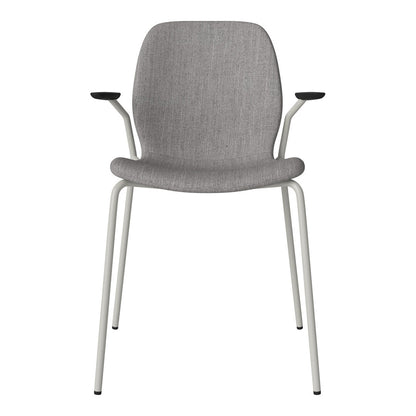 Chaise de salle à manger Seed avec accoudoirs ouverts - Rembourrée - Base en acier, laquée grise