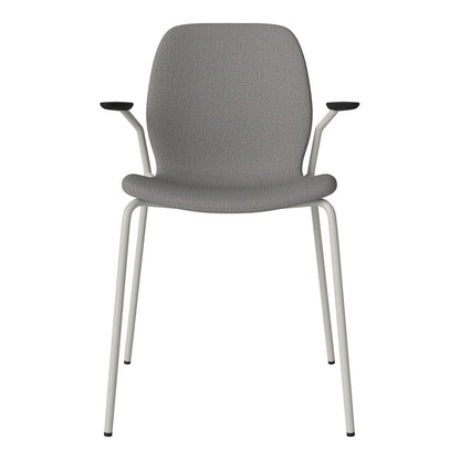Chaise de salle à manger Seed avec accoudoirs ouverts - Rembourrée - Base en acier, laquée grise