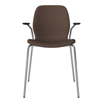 Chaise de salle à manger Seed avec accoudoirs ouverts - Rembourrée - Base chromée