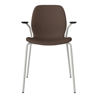 Chaise de salle à manger Seed avec accoudoirs ouverts - Rembourrée - Base en acier, laquée grise