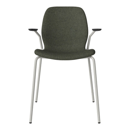 Chaise de salle à manger Seed avec accoudoirs ouverts - Rembourrée - Base en acier, laquée grise