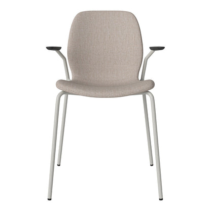 Chaise de salle à manger Seed avec accoudoirs ouverts - Rembourrée - Base en acier, laquée grise