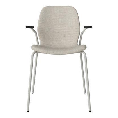 Chaise de salle à manger Seed avec accoudoirs ouverts - Rembourrée - Base en acier, laquée grise