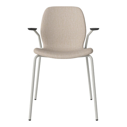 Chaise de salle à manger Seed avec accoudoirs ouverts - Rembourrée - Base en acier, laquée grise