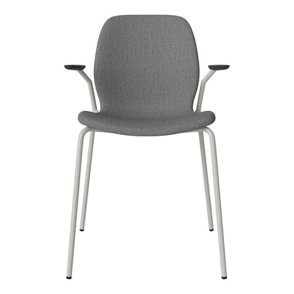 Chaise de salle à manger Seed avec accoudoirs ouverts - Rembourrée - Base en acier, laquée grise