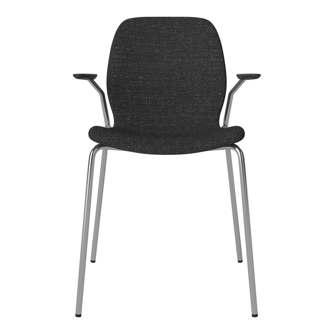 Chaise de salle à manger Seed avec accoudoirs ouverts - Rembourrée - Base chromée