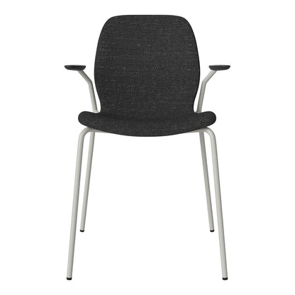 Chaise de salle à manger Seed avec accoudoirs ouverts - Rembourrée - Base en acier, laquée grise