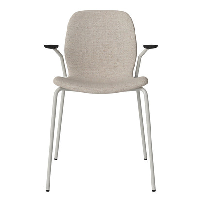 Chaise de salle à manger Seed avec accoudoirs ouverts - Rembourrée - Base en acier, laquée grise
