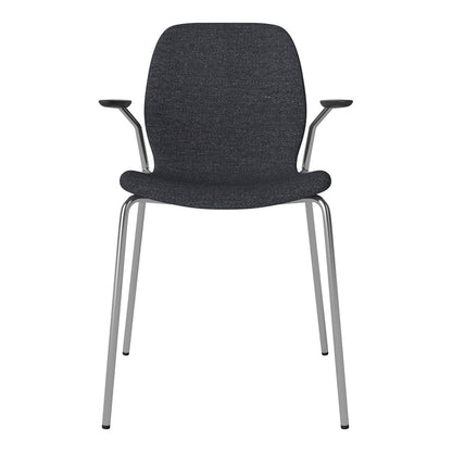 Chaise de salle à manger Seed avec accoudoirs ouverts - Rembourrée - Base chromée