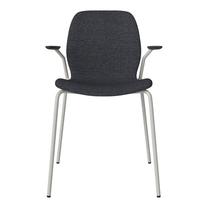 Chaise de salle à manger Seed avec accoudoirs ouverts - Rembourrée - Base en acier, laquée grise