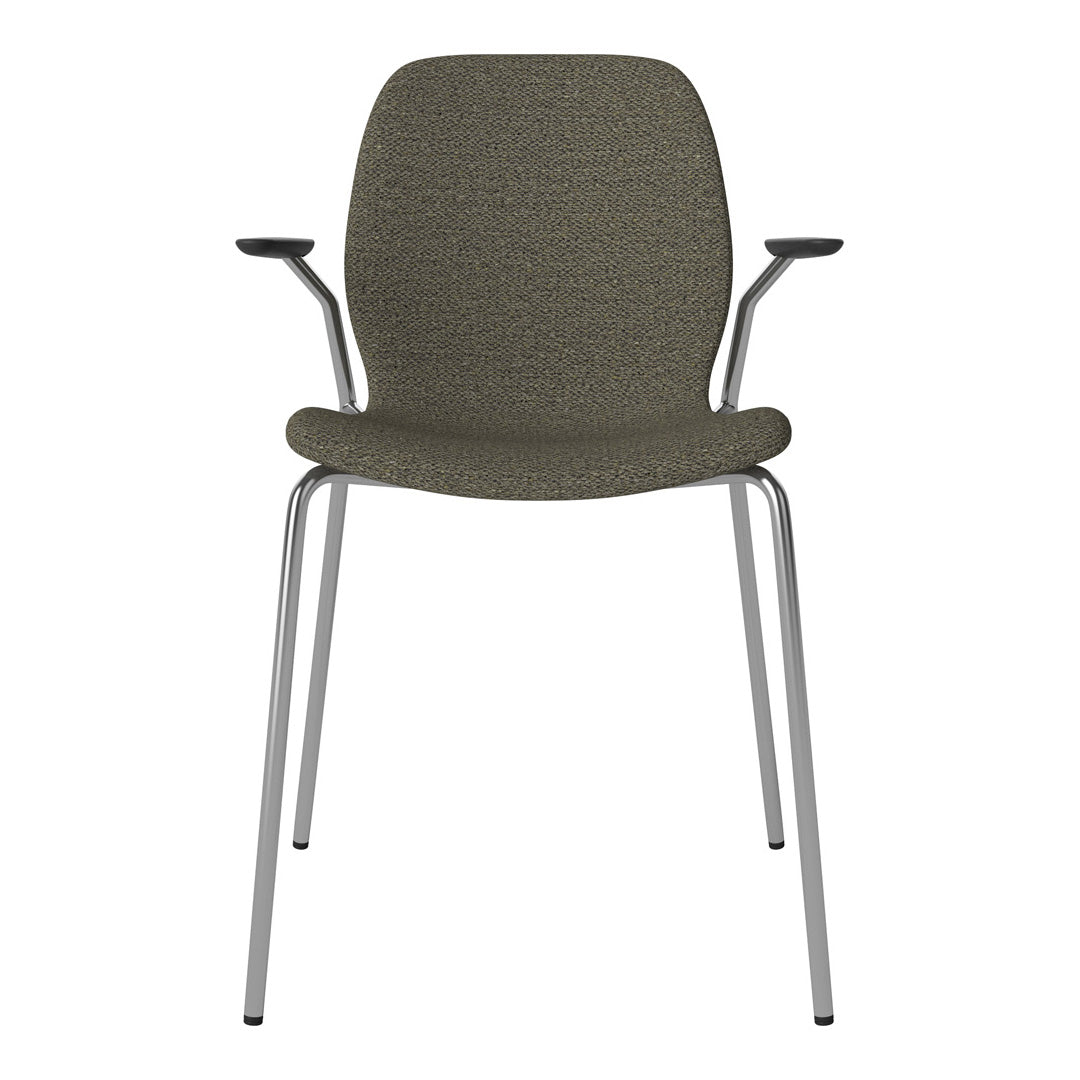 Chaise de salle à manger Seed avec accoudoirs ouverts - Rembourrée - Base chromée