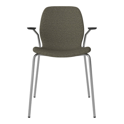 Chaise de salle à manger Seed avec accoudoirs ouverts - Rembourrée - Base chromée