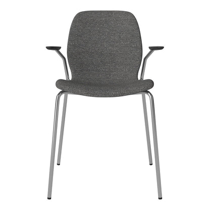 Chaise de salle à manger Seed avec accoudoirs ouverts - Rembourrée - Base chromée