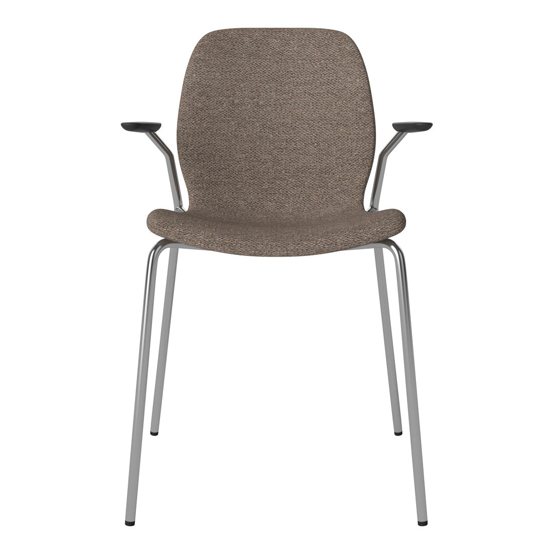 Chaise de salle à manger Seed avec accoudoirs ouverts - Rembourrée - Base chromée