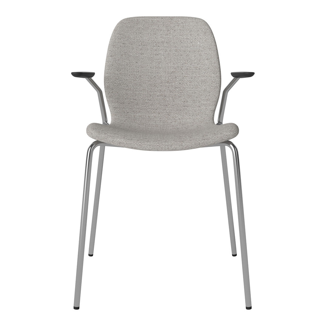 Chaise de salle à manger Seed avec accoudoirs ouverts - Rembourrée - Base chromée