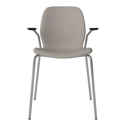 Chaise de salle à manger Seed avec accoudoirs ouverts - Rembourrée - Base chromée