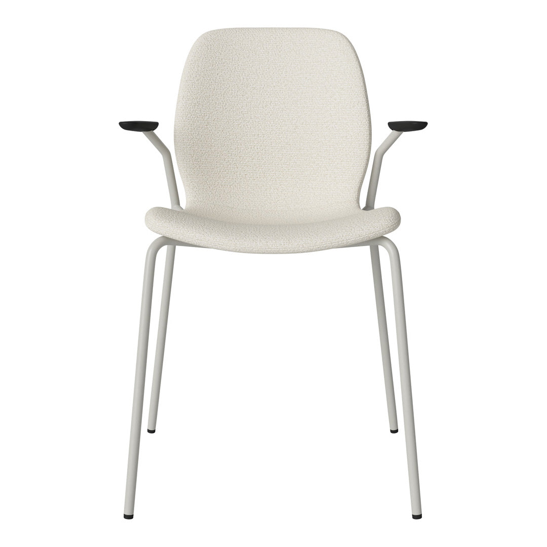 Chaise de salle à manger Seed avec accoudoirs ouverts - Rembourrée - Base en acier, laquée grise