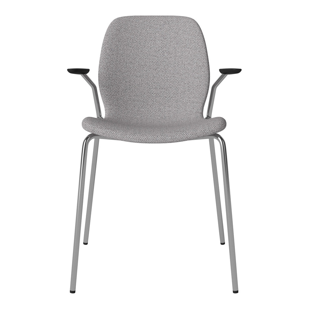 Chaise de salle à manger Seed avec accoudoirs ouverts - Rembourrée - Base chromée