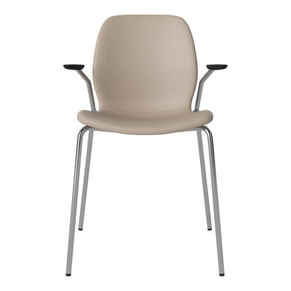 Chaise de salle à manger Seed avec accoudoirs ouverts - Rembourrée - Base chromée
