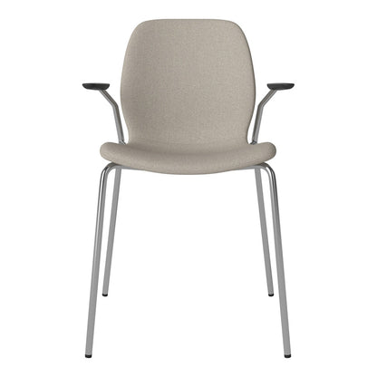 Chaise de salle à manger Seed avec accoudoirs ouverts - Rembourrée - Base chromée