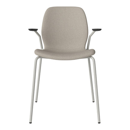 Chaise de salle à manger Seed avec accoudoirs ouverts - Rembourrée - Base en acier, laquée grise