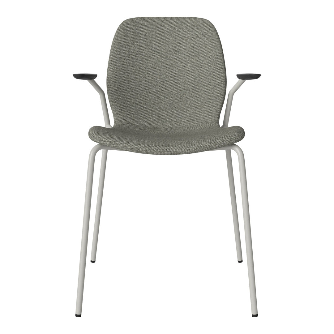 Chaise de salle à manger Seed avec accoudoirs ouverts - Rembourrée - Base en acier, laquée grise