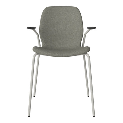 Chaise de salle à manger Seed avec accoudoirs ouverts - Rembourrée - Base en acier, laquée grise