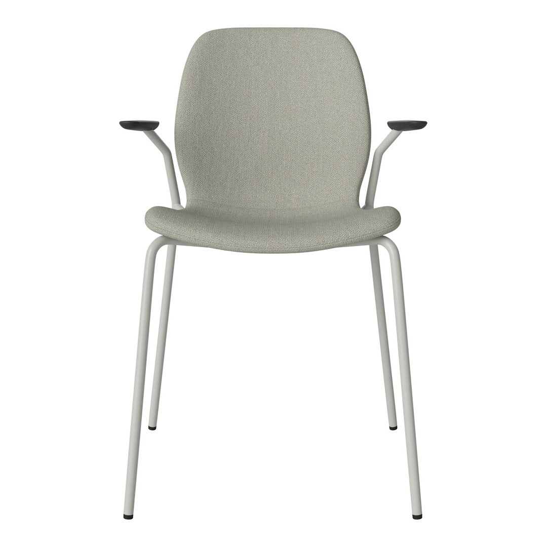 Chaise de salle à manger Seed avec accoudoirs ouverts - Rembourrée - Base en acier, laquée grise