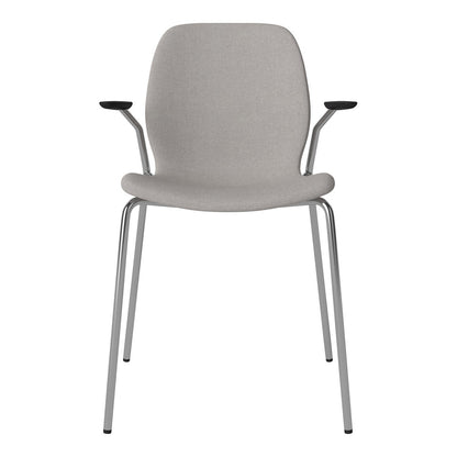 Chaise de salle à manger Seed avec accoudoirs ouverts - Rembourrée - Base chromée