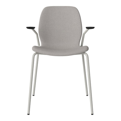 Chaise de salle à manger Seed avec accoudoirs ouverts - Rembourrée - Base en acier, laquée grise
