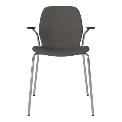Chaise de salle à manger Seed avec accoudoirs ouverts - Rembourrée - Base chromée