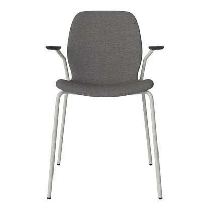 Chaise de salle à manger Seed avec accoudoirs ouverts - Rembourrée - Base en acier, laquée grise
