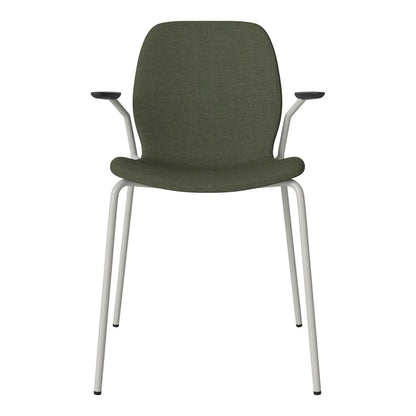 Chaise de salle à manger Seed avec accoudoirs ouverts - Rembourrée - Base en acier, laquée grise