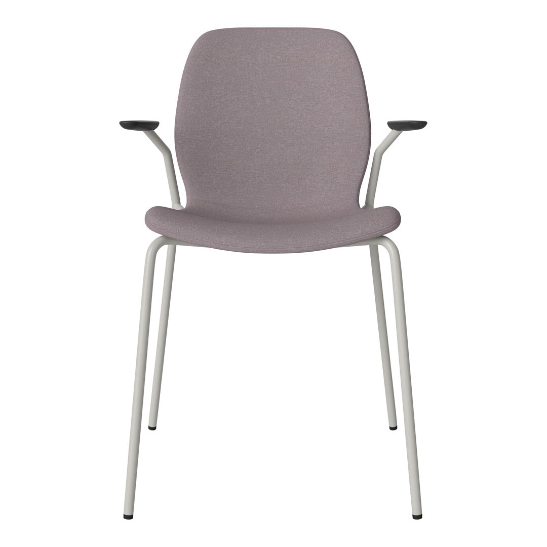 Chaise de salle à manger Seed avec accoudoirs ouverts - Rembourrée - Base en acier, laquée grise