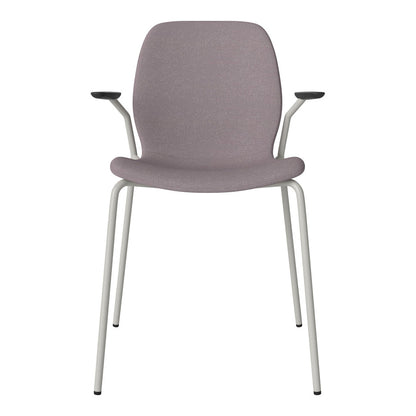 Chaise de salle à manger Seed avec accoudoirs ouverts - Rembourrée - Base en acier, laquée grise