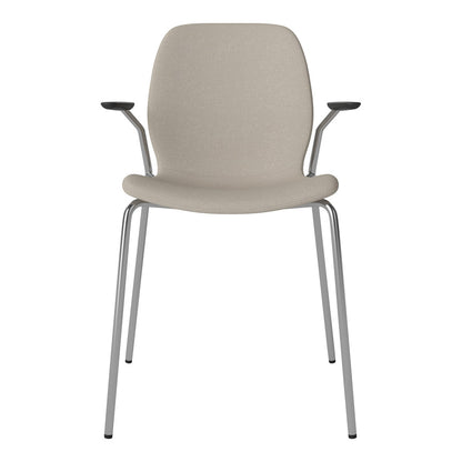 Chaise de salle à manger Seed avec accoudoirs ouverts - Rembourrée - Base chromée