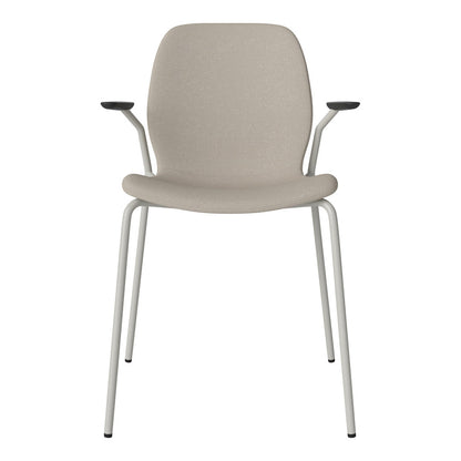 Chaise de salle à manger Seed avec accoudoirs ouverts - Rembourrée - Base en acier, laquée grise