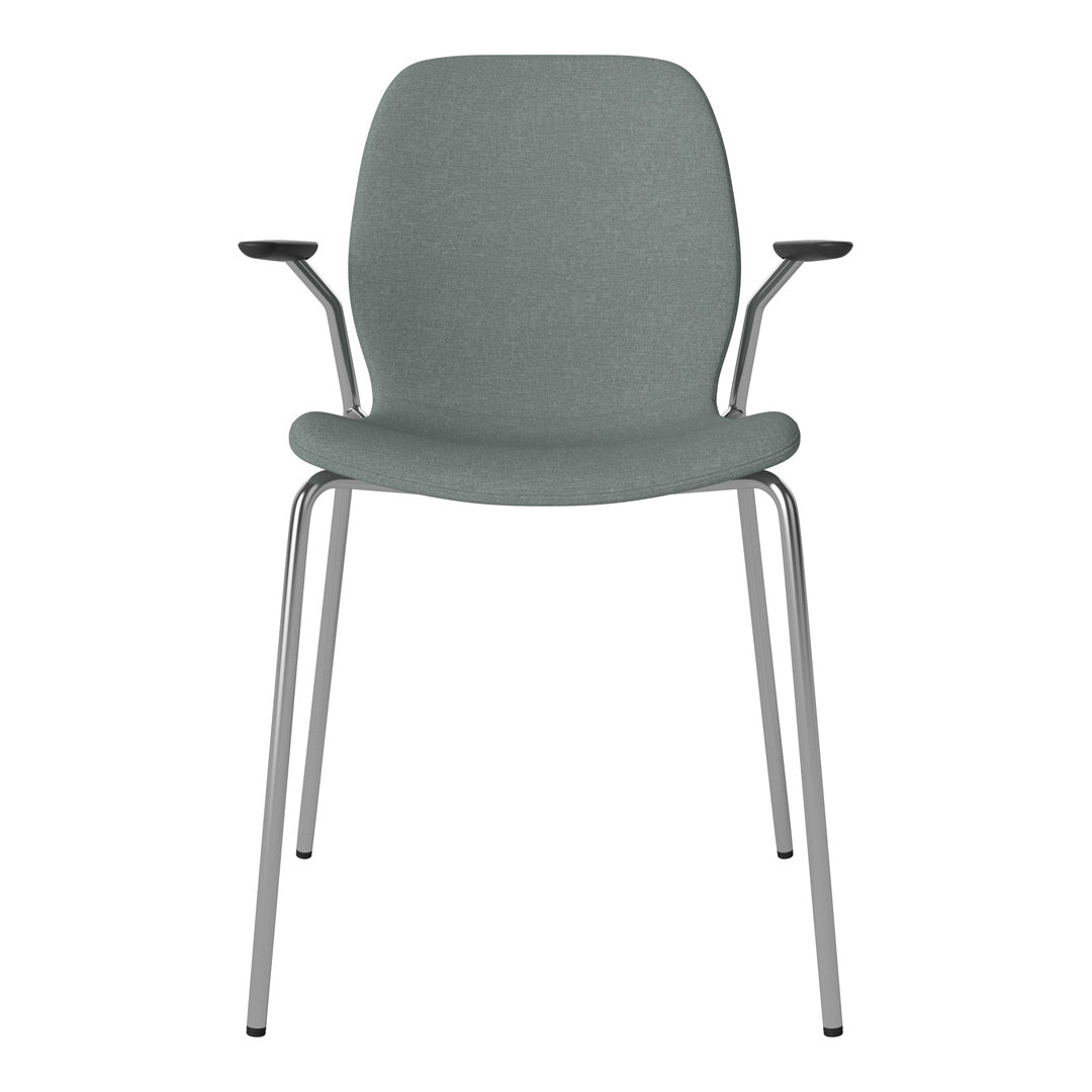 Chaise de salle à manger Seed avec accoudoirs ouverts - Rembourrée - Base chromée