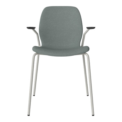 Chaise de salle à manger Seed avec accoudoirs ouverts - Rembourrée - Base en acier, laquée grise