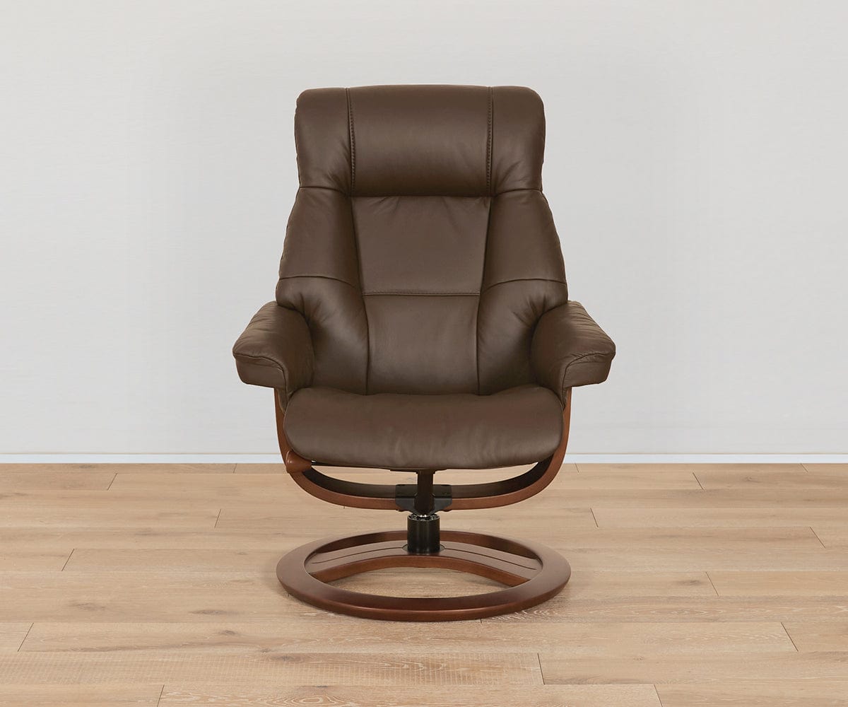 Fauteuil inclinable et repose-pieds en cuir Aksel